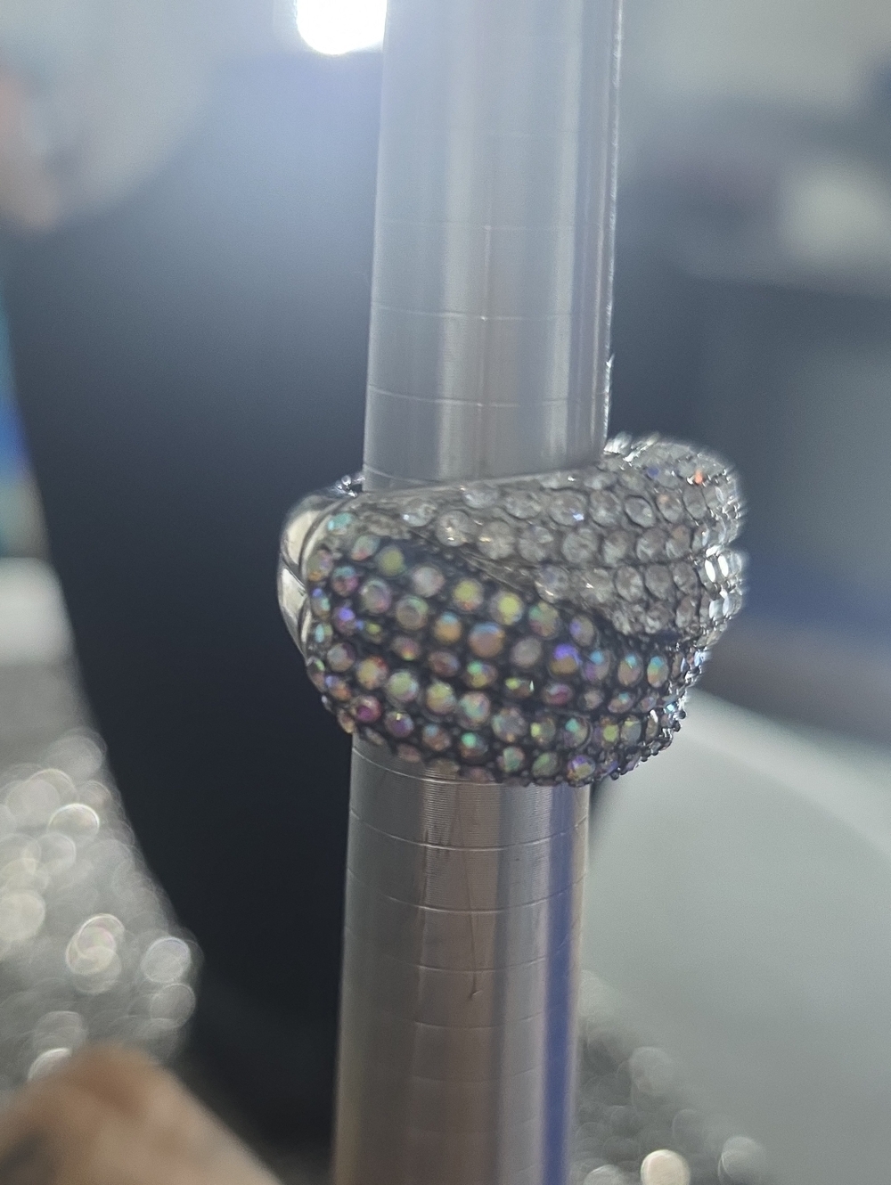 Source Unknown Iridescent Crystal Dome Ring